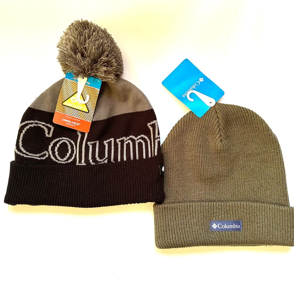 Columbia Budle X2 Knit Cuffed Beanie - Black and Grey / Olive NWT‎